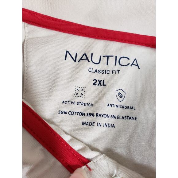 Nautica Polo Shirt Size 2XL XXL Mens Beige Classic Fit Stretch Performance NWT - Picture 5 of 9